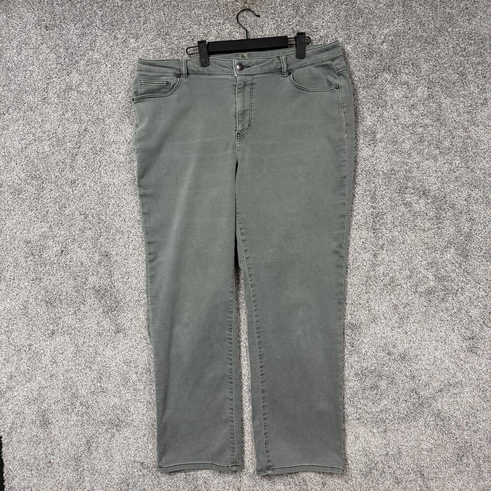 Dressbarn Jeans Womens 16W 38x28 Green Straight Mid Rise Stretch Denim Casual